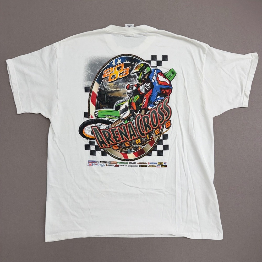 Vintage 2003 Arena Cross Series Motocross T-Shirt Mens XXL White Graphic Racing
